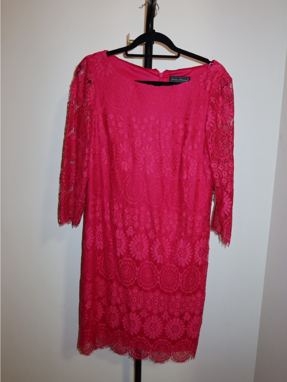Jessica Howard Hot Pink Lace Midi Dress